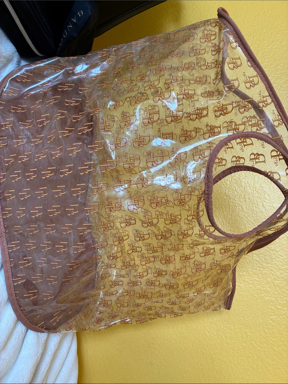 Dooney & Bourke Clear Logo Tote with Brown Trim